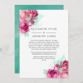 Rosa und minzflorenreduzierte Gästeliste für Hochz Ankündigung (Vorne/Hinten)