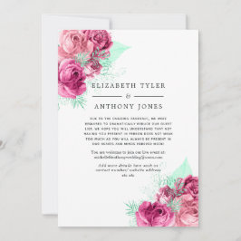 Rosa und minzflorenreduzierte Gästeliste für Hochz Ankündigung