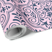 Rosa und Mitternachtsblau, marokkanisches geometri Geschenkpapier (Rolleneckpunkt)