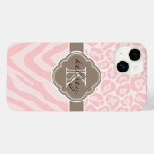 Rosa und Mocha Animal Print Monogram Case-Mate iPhone Hülle (Rückseite (Horizontal))