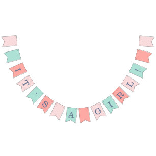 Rosa und Navy-Baby-Dusche Wimpelkette