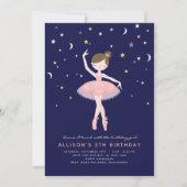 Rosa und Navy Ballerina Geburtstag Einladung (Vorderseite)