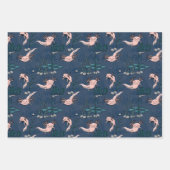 Rosa und navy Blue Mexican Axolotl Geschenkpapier Set (Vorderseite)