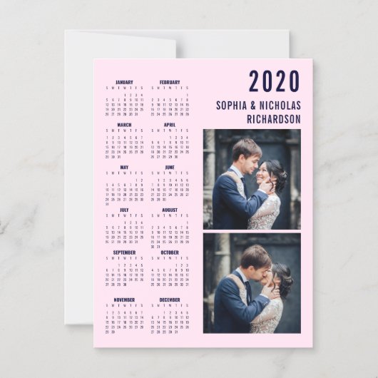 Rosa und Navy Blue Two Foto 2020 Calendar Magnet (Vorderseite)