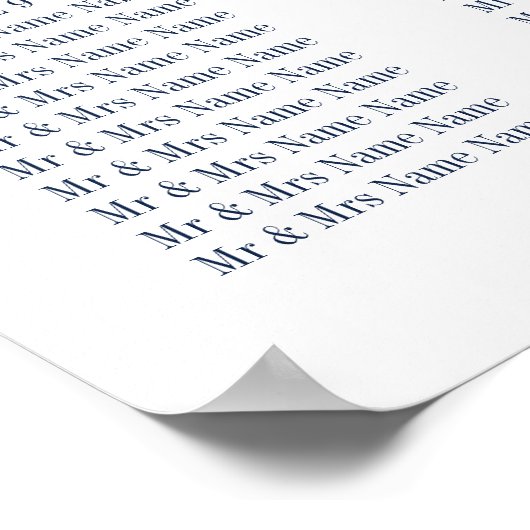 Rosa und Navy Blue Zwölf Tischkarten Poster (Ecke)