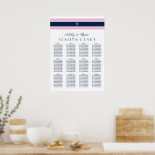 Rosa und Navy Blue Zwölf Tischkarten Poster (Küche)