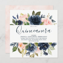 Rosa und Navy Blüten Quinceanera