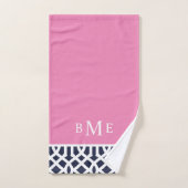 Rosa und Navy Trellis Monogram Badhandtuch Set (Handtuch)