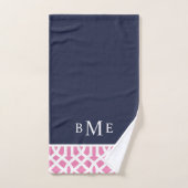 Rosa und Navy Trellis Monogram Badhandtuch Set (Handtuch)