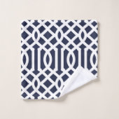 Rosa und Navy-Trellis-Monogramm Badhandtuch Set (Waschlappen)