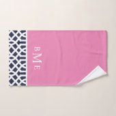 Rosa und Navy-Trellis-Monogramm Badhandtuch Set (Handtuch)