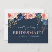 Rosa und Navy | Werden Sie meine Bridesmaid sein? (Vorderseite)