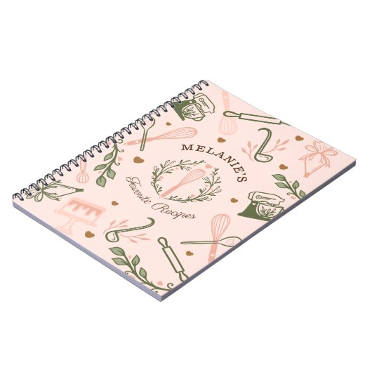 Rosa und Olivenöl Grünes Backen und Kochen Harnsto Notizblock (Linke Seite)