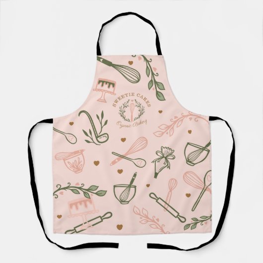Rosa und Olivgrün Backen & Kochen Utensidische Bäc Schürze (Vorderseite)