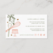 Rosa und Olivgrün Backen & Kochen Utensidische Bäc Visitenkarte (Rückseite)