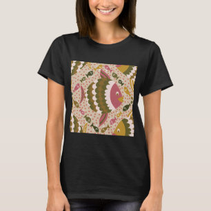 Rosa und olivgrüner maximalistischer Angel Tag T-Shirt