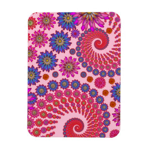 Rosa und orange Abstrakte Kunst Magnet