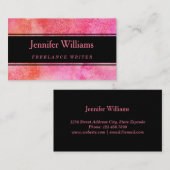 Rosa und orange Aquarell-Visitenkarte Visitenkarte (Vorne/Hinten)