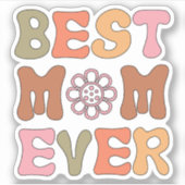 Rosa und orange Beste Mama je Vinyl Sticker (Vorderseite)