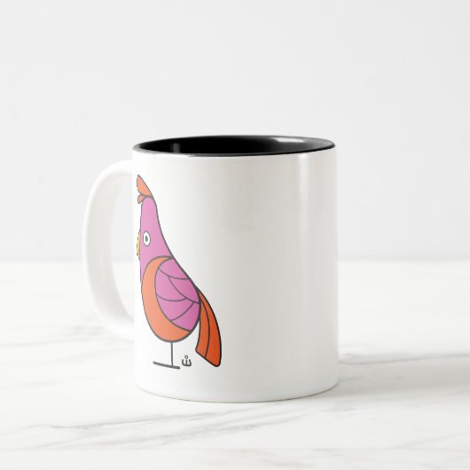 Rosa und Orange Bird Zweifarbige Tasse (Vorderseite Links)
