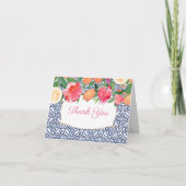 Rosa und orange blaue Fliesen, mediterrane Dusche Dankeskarte (Vorderseite)