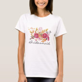 Rosa und orange Blume Bouquet Bridesmaid T-Shirt (Vorderseite)