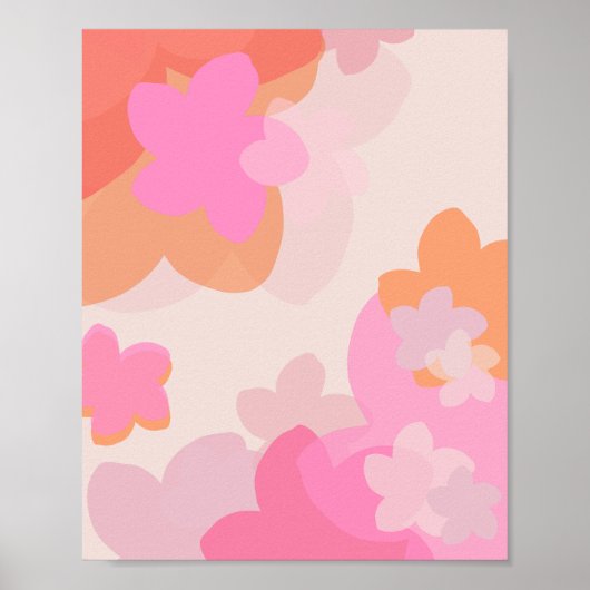 Rosa und orange Blumen-Collage Poster (Vorne)