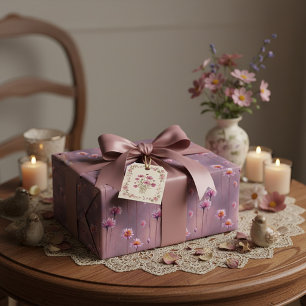 Rosa und orange Blumenmuster Geschenkpapier