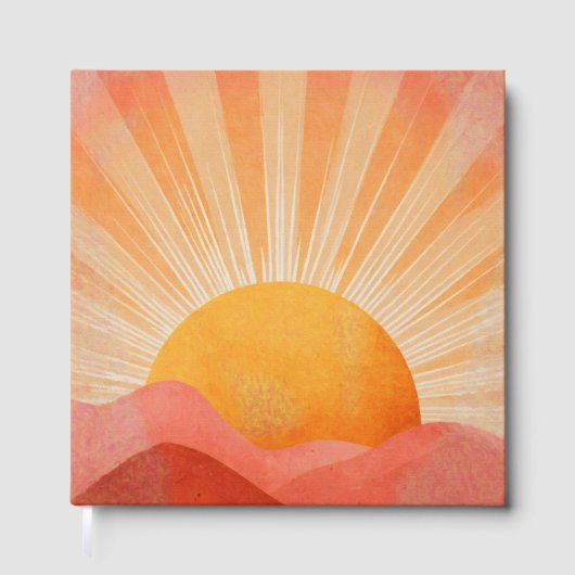 Rosa und Orange Boho Sonnenaufgang Gästebuch (Vorderseite)