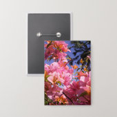 Rosa und Orange Bougainvillea-Blüten gemischt Button (Vorderseite/Rückseite)