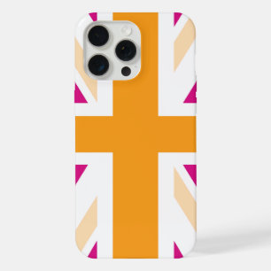 Rosa und orange britische Flagge iPhone Hülle