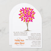 Rosa und Orange Chrysanthemum Märchenwald Einladung (Vorne/Hinten)