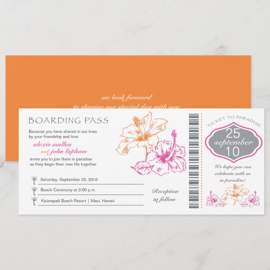 Rosa und orange einladung (Vorne/Hinten)