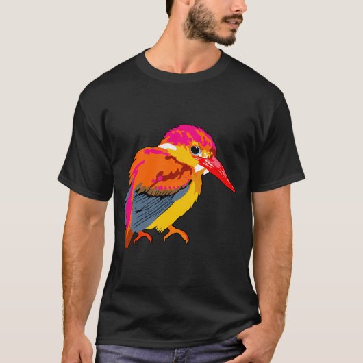 Rosa und Orange Eisvogel T-Shirt (Vorderseite)