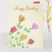 Rosa und orange Felle Karte (Gelbe Blume)