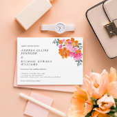 Rosa und orange florale Frühlingssommer Hochzeit Einladung