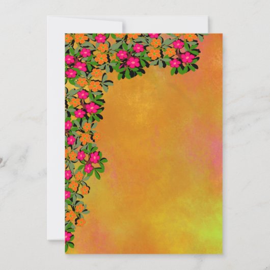 Rosa und orange florale Hochzeit Einladung (Rückseite)