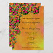 Rosa und orange florale Hochzeit Einladung (Vorne/Hinten)