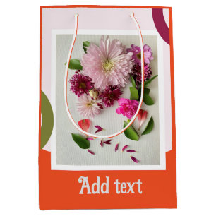 Rosa und orange florale Kunst Mittlere Geschenktüte