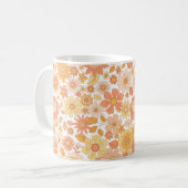 rosa und orange Frühlingsblumenmuster Kaffeetasse (Vorderseite Links)
