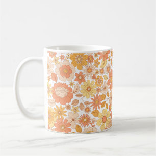 rosa und orange Frühlingsblumenmuster Kaffeetasse