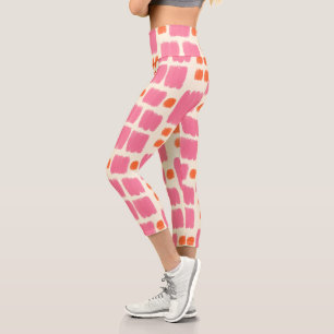Rosa und Orange gemalte Formen auf cremefarbenem H Capri Leggings