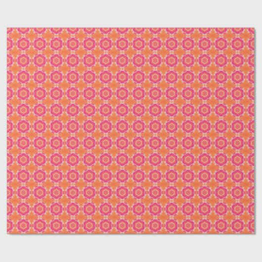 Rosa und orange geometrisches Muster Geschenkpapier (Flach)