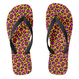 Rosa und orange Gepard-Druck Flip Flops Badesandalen