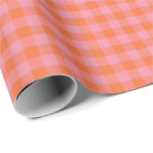 Rosa und Orange Gingham Fette Farbige Karo Gitterm Geschenkpapier (Rolleneckpunkt)