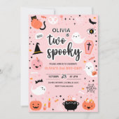 Rosa und Orange Halloween 2. Geburtstag Einladung (Vorderseite)