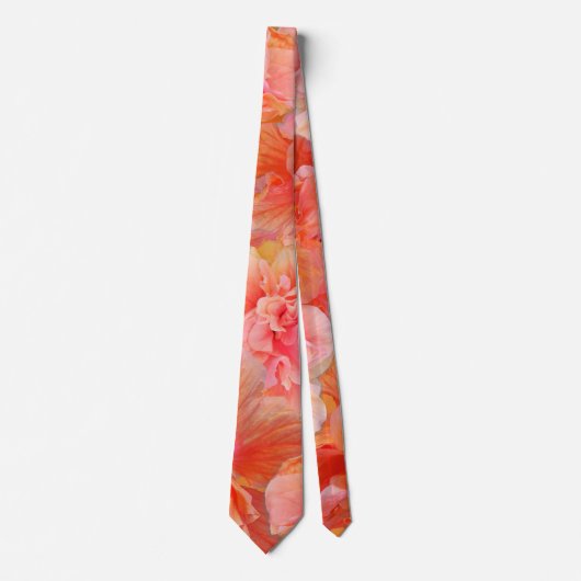Rosa und orange Hibiskus Blume Krawatte (Vorderseite)