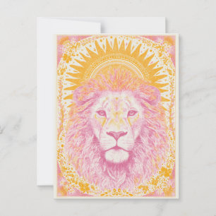 Rosa und Orange Himmlischer Löwe Postkarte