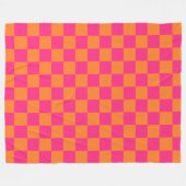 Rosa und Orange kariertes Muster Fleecedecke (Vorderseite (Horizontal))