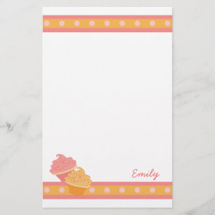 Rosa und orange kleine Kuchen Briefpapier